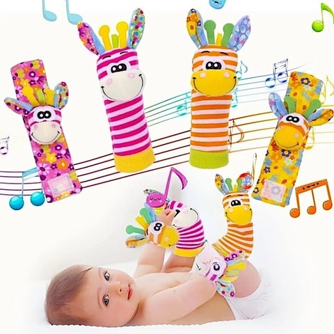 Rattling Sensory Plush Wristbands and Socks 4PC Set | JinglePlush™️