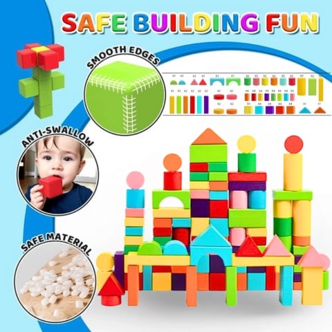 Colourful Wooden Montessori Blocks | WoodeeBlocks™️