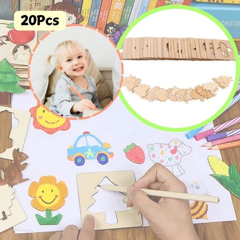 Adorable Wooden Montessori Drawing Stencils 20Pcs | SweetStencil™️