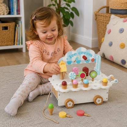 Wooden ice cream cart