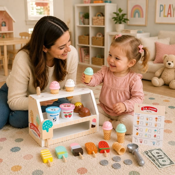 Wooden ice cream set