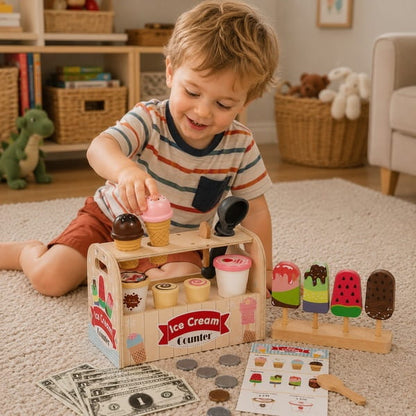 Wooden ice cream set