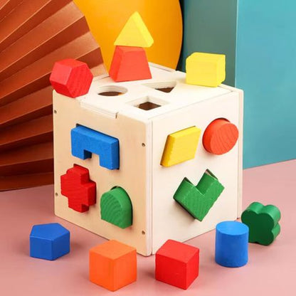 Vibrant Montessori Wooden Shape Cube | TactiCube™️