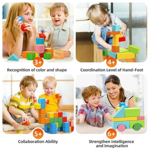 Colourful Wooden Montessori Building Blocks | WoodeeBlocks™️