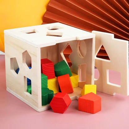 Vibrant Montessori Wooden Shape Cube | TactiCube™️