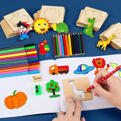 Adorable Wooden Montessori Drawing Stencils 20Pcs | SweetStencil™️