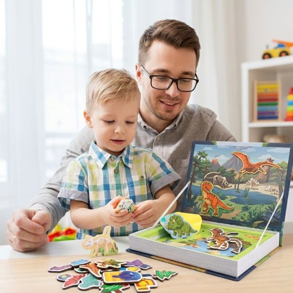 dinosaur with book