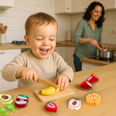 Wooden Toddler Kitchen Cutting Playset | Slice'n'Smile™️