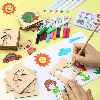 Adorable Wooden Montessori Drawing Stencils 20Pcs | SweetStencil™️