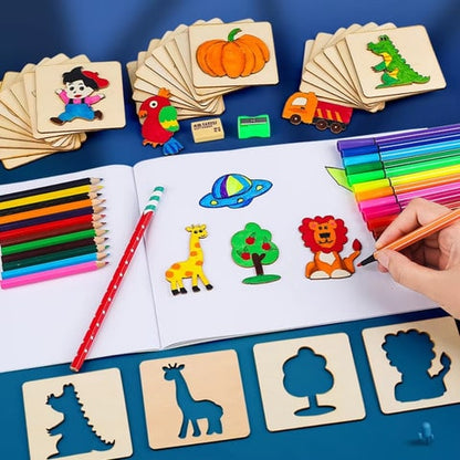 Adorable Wooden Montessori Drawing Stencils 20Pcs | SweetStencil™️