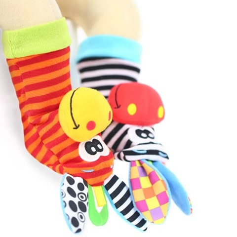 Rattling Sensory Plush Wristbands and Socks for Babies 4PC Set | JinglePlush™️