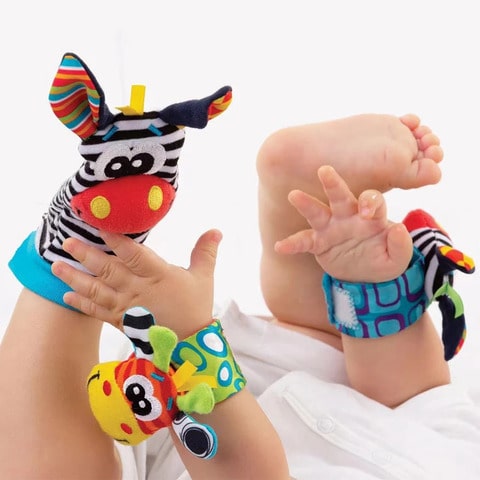 Rattling Sensory Plush Wristbands and Socks for Babies 4PC Set | JinglePlush™️