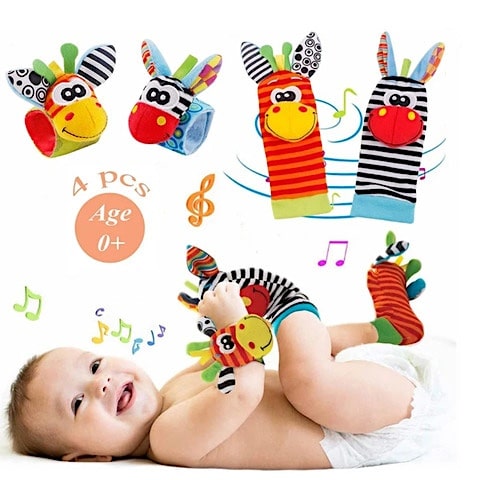 Rattling Sensory Plush Wristbands and Socks 4PC Set | JinglePlush™️