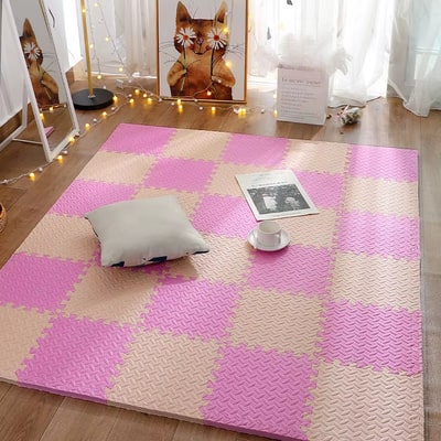 pink and beige mat