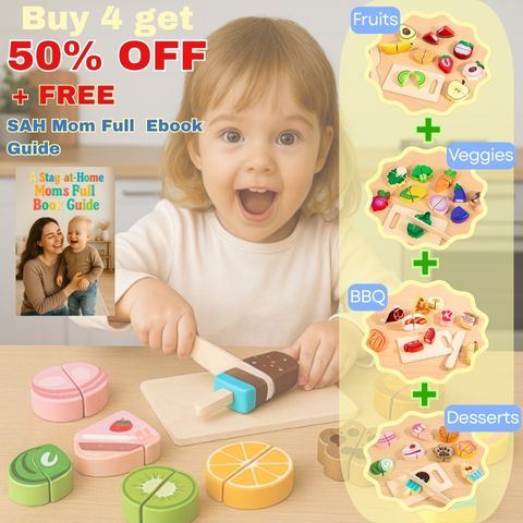 Wooden Toddler Kitchen Cutting Playset | Slice'n'Smile™️