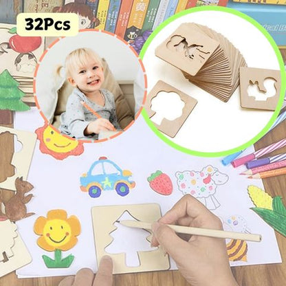 Adorable Wooden Montessori Drawing Stencils 20Pcs | SweetStencil™️