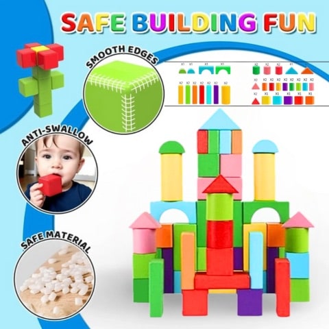 Colourful Wooden Montessori Building Blocks | WoodeeBlocks™️