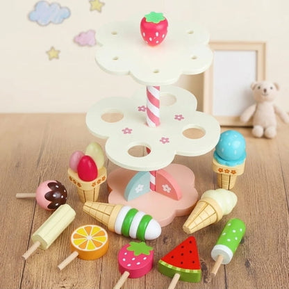 wooden ice cream cart