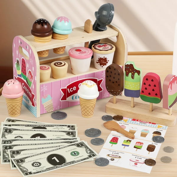 wooden ice cream cart