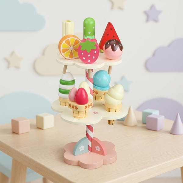 wooden ice cream set