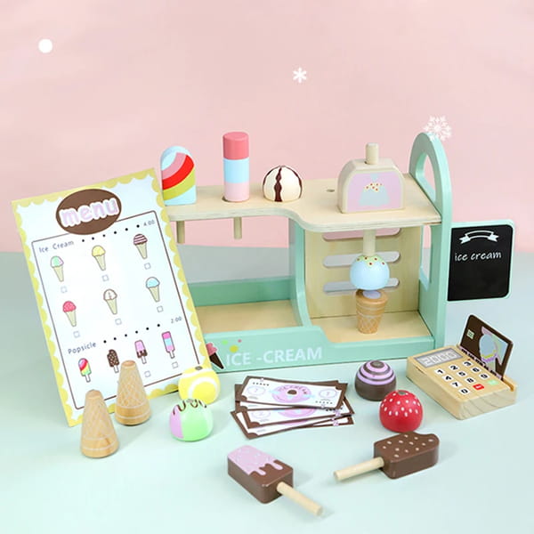 wooden ice cream set